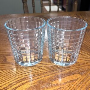 Pair of Pasabahce Block Optic Whiskey Glasses 4”